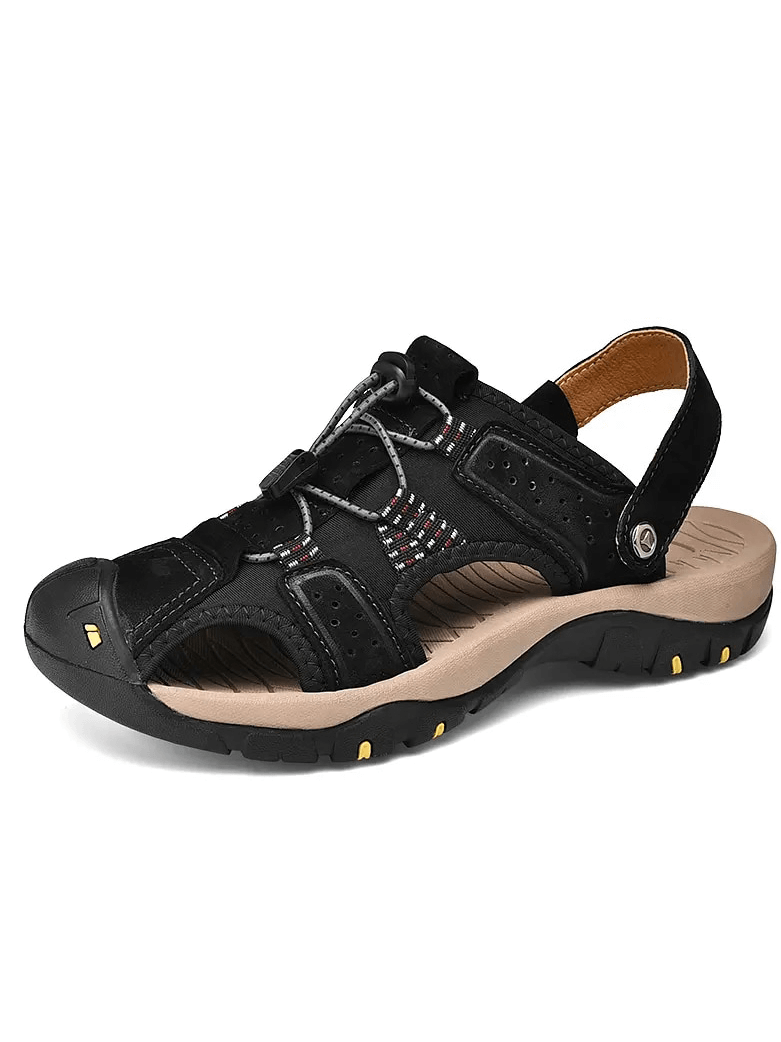 Genuine leather men's sandals with removable buckle, soft rubber sole for superior grip, ideal for durability and style - Model SF1378.